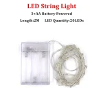 Fairy Lights AA Battery Powered 1M 10 2M 20 3M 30 5M 50 10M 100Leds Silver Led Copper Wire String Light Decorative Fairy Lights - Image 9