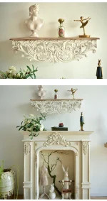 White Distressed Corbel Mantel Shelf, French Country, Living Room Decoration, 31 Inch - Image 13