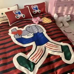 4pcs Cute Cartoon Single Bedding Set Children'S Student Dormitory Full Bedding Set Home Bed linens Stripe Dot Letter Printing - Image 3