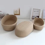 Woven Storage Baskets Multifunctional Desktop Sundries Cosmetics Kids Toys Organizer Box Desk Stationery Space Saving Cases - Image 3