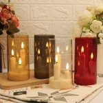 Flameless 3 in 1 LED Taper Candles with 15CM Lampshade Battery Operated Flickering Electric Window Candles for Christmas Wedding - Image 17