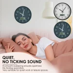 11.6 Inch Round Wall Clocks Battery Operated Wall Clock with Perpetual Calendar and F° Temperature Display for Home Decor - Image 2