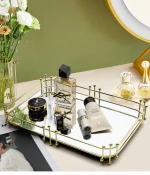 Nordic Luxury Metal Round Rectangular Mirrored Tray Decorative Piece for Home Living Room Cup Tea Tray Decorative Storage Dish - Image 6