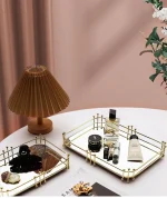 Nordic Luxury Metal Round Rectangular Mirrored Tray Decorative Piece for Home Living Room Cup Tea Tray Decorative Storage Dish - Image 7
