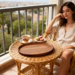 An Oval Wooden Tray For Teacups, Suitable For Breakfast, Coffee, Dining, And Bar Use; Also A Decorative Piece For Kitchens - Image 4