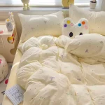 Bedding Set Simple Style Duvet Cover Pillowcase with Bedsheet Home Bedclothes Boys Girls Room Bed Sheet Sets - Image 21