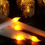 6Pcs LED Flameless Flickering Taper Candles 3D Wick Candles Lamp Wedding Home Decor Battery Operated Electronic Candle Light - Image 5