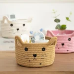 Cute Storage Baskets Cotton Woven Bedroom Household Decor Organizer Case Key Snacks Desktop Sundries Deposit Tidy Box Items Home - Image 2