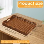 Imitation Rattan Tray Vintage Rectangular Serving Tray Decorative Tabletop Serving Baskets Multifunction Organizing Platter - Image 10