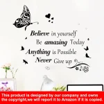 Inspirational Wall Stickers Motivational Removable Wall Decor Positive Word Butterfly decals Peel and Stick - Image 3