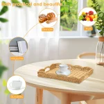 Imitation Rattan Tray Vintage Rectangular Serving Tray Decorative Tabletop Serving Baskets Multifunction Organizing Platter - Image 5