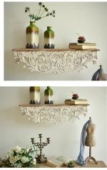 White Distressed Corbel Mantel Shelf, French Country, Living Room Decoration, 31 Inch - Image 11