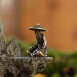 Fairy Gardens Figurine Sitting Fisherman Statue Fishing Decor Alloy Decors Figurines Small - Image 2