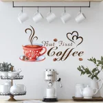 But First Coffee Cup Wall Sticker Cafe Pub Decals Bar Kitchen Wall Decal Living Room Home Decor