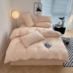 Black Color Bedding Set For Adults Simple Style Double Bed Sheet Sets Single/Queen/king Bed Cover Full Set Plain Bedding - Image 8