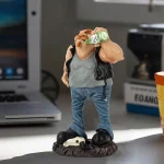 Funny Biker Figurine with Beer Bottle, Resin Home Decor, Desk Shelf Fireplace Decoration, Classic Man Cave Statue Table Ornament