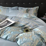European Bedding Set High-end Luxury Cotton Four-piece Set Cotton Embroidery Quilt Cover Sheets Hats Senior Sense Bedding - Image 3