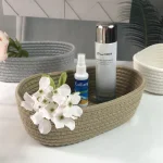 Desktop Organize Boxs Cotton Rope Woven Storage Baskets Desktop Decorate Basket Sundries Key Cosmetics Storage box 면 끈 수납함 - Image 2