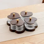 Creative Thickened Glass Fruit Tray Decorative with Wooden Lids Divider Snack Tray Washable Dried Fruit Tray Set Hotel - Image 13