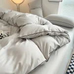 Black Color Bedding Set For Adults Simple Style Double Bed Sheet Sets Single/Queen/king Bed Cover Full Set Plain Bedding - Image 17