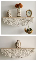 White Distressed Corbel Mantel Shelf, French Country, Living Room Decoration, 31 Inch - Image 12