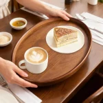 An Oval Wooden Tray For Teacups, Suitable For Breakfast, Coffee, Dining, And Bar Use; Also A Decorative Piece For Kitchens - Image 3