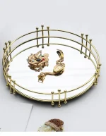 Nordic Luxury Metal Round Rectangular Mirrored Tray Decorative Piece for Home Living Room Cup Tea Tray Decorative Storage Dish - Image 9