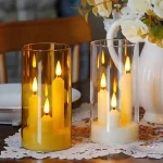 Flameless 3 in 1 LED Taper Candles with 15CM Lampshade Battery Operated Flickering Electric Window Candles for Christmas Wedding