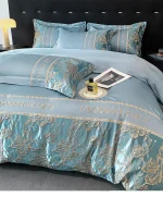 European Bedding Set High-end Luxury Cotton Four-piece Set Cotton Embroidery Quilt Cover Sheets Hats Senior Sense Bedding - Image 13