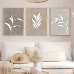 Wall Art Decor Paintings Warm Tones Posters Home Creative Gifts 3pcs Neutral Minimalist Abstract Fern Boho - Image 3