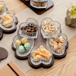 Creative Thickened Glass Fruit Tray Decorative with Wooden Lids Divider Snack Tray Washable Dried Fruit Tray Set Hotel - Image 3