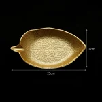 Nordic Decorative Tray Gold Leaves Shape Serving Tray Jewelry Pallet Fruit Snack Dish Table Storage Organizer (Small) - Image 6