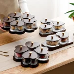 Creative Thickened Glass Fruit Tray Decorative with Wooden Lids Divider Snack Tray Washable Dried Fruit Tray Set Hotel - Image 5