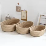 Woven Storage Baskets Multifunctional Desktop Sundries Cosmetics Kids Toys Organizer Box Desk Stationery Space Saving Cases - Image 2