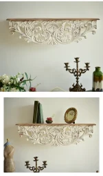 White Distressed Corbel Mantel Shelf, French Country, Living Room Decoration, 31 Inch - Image 6