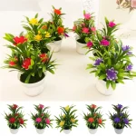 Artificial Flowers Plant Pot Simulate Fake Plastic Flowers Home Office Decor Gift Desktop Bonsai Wedding Party Balcony Ornaments - Image 5