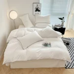 Black Color Bedding Set For Adults Simple Style Double Bed Sheet Sets Single/Queen/king Bed Cover Full Set Plain Bedding - Image 9