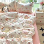 Bedding Set Simple Style Duvet Cover Pillowcase with Bedsheet Home Bedclothes Boys Girls Room Bed Sheet Sets - Image 41