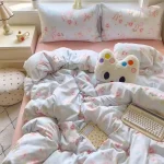 Bedding Set Simple Style Duvet Cover Pillowcase with Bedsheet Home Bedclothes Boys Girls Room Bed Sheet Sets - Image 12