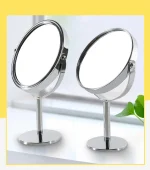 Household Makeup Mirror Circular Portable Double-sided Metal Frame 1:2 Enlarged Desktop 360 Degree Rotating Mirror - Image 9