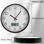 11.6 Inch Round Wall Clocks Battery Operated Wall Clock with Perpetual Calendar and F° Temperature Display for Home Decor - Image 6