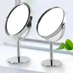 Household Makeup Mirror Circular Portable Double-sided Metal Frame 1:2 Enlarged Desktop 360 Degree Rotating Mirror - Image 4