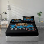 Digital Bedding Set with Bear Pattern, Mattress Protector and Pillowcase Combination, High-Definition Printed Bed Sheet Set Includes 1 Fitted Sheet + 1 or 2 Pillowcases (60*100cm and 72*132cm Are 1 Pillowcase, the Rest of the Sizes Are 2 Pillowcases). Suitable for Bedroom and Guest Room, Ultra-Soft