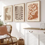 Wall Art Decor Paintings Warm Tones Posters Home Creative Gifts 3pcs Neutral Minimalist Abstract Fern Boho - Image 4