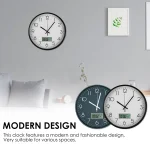 11.6 Inch Round Wall Clocks Battery Operated Wall Clock with Perpetual Calendar and F° Temperature Display for Home Decor - Image 8