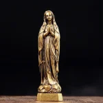 Brass Virgin Mary Figurines Portable Mini Vintage Style Religious Holy Mother Sculpture Collectibles Crafts Ornaments Home Decor