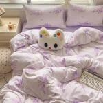 Bedding Set Simple Style Duvet Cover Pillowcase with Bedsheet Home Bedclothes Boys Girls Room Bed Sheet Sets - Image 47