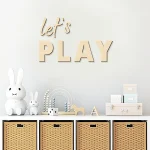 Wall Sign for Kid's Play Wooden Let's Play Wall Stickers Suitable for Children's Playrooms Nursery Room Bedroom Wall Decorations - Image 2