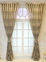 European Curry Eight Wave Perforated Curtains Living Room Bedroom Blackout Decorative Curtains, Party Decoration - Image 11