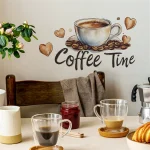 Coffee Cup Wall Stickers Self Adhesive Cafe Kitchen Decor PVC Decals for Home Bar Background Peel and Stick Art - Image 4